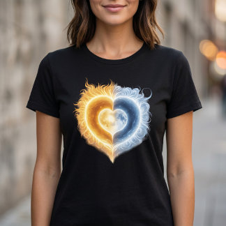 Camiseta Coração Lua Sol Amor Celestial