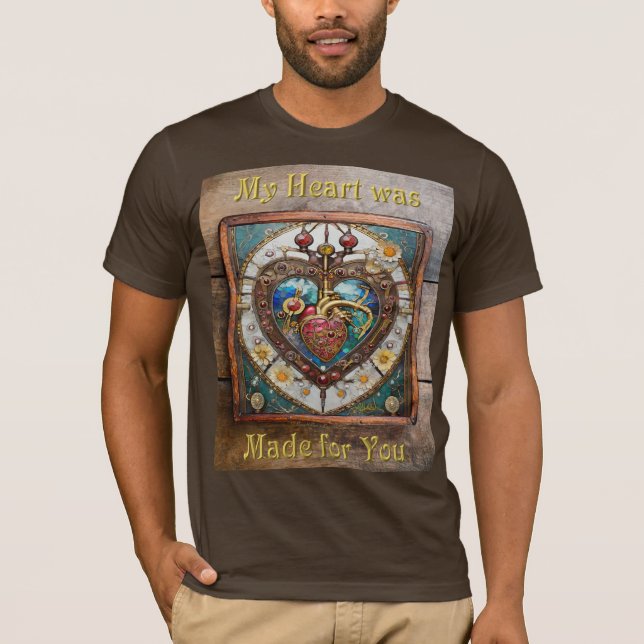 Camiseta Coração Mecânico Série Anatômica Steampunk (Frente)