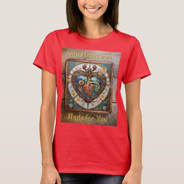 Camiseta Coração Mecânico Série Anatômica Steampunk (Frente)