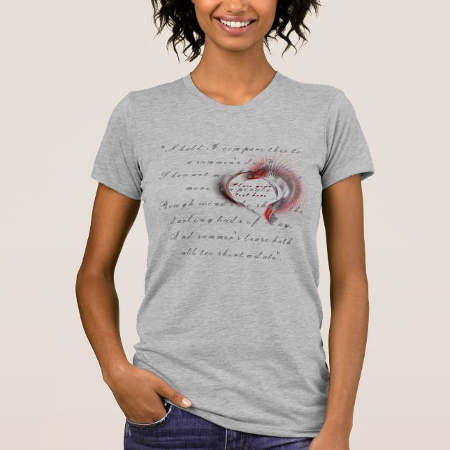 Camiseta Coração Metálico com o soneto de Shakespeare 18 (Frente)