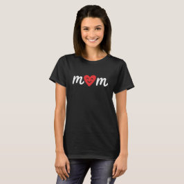 Camiseta Coração Minimalista de Mãe Branco Amor