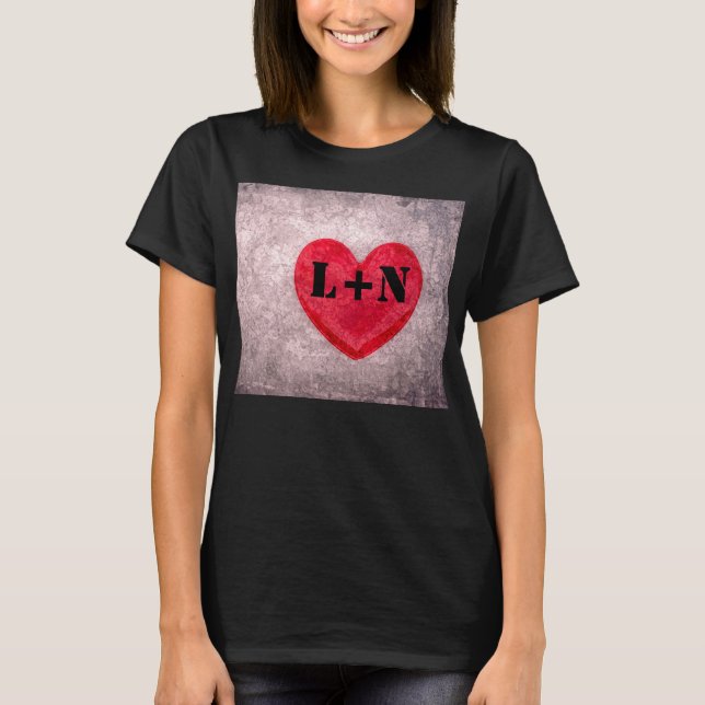 Camiseta Coração Monograma Personalizado Stonewashed (Frente)