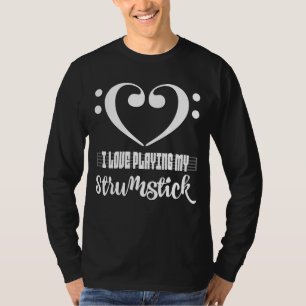 Camiseta Coração Musical Clave de Fá Amor Tocando Meu Strum