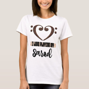 Camiseta Coração Musical de Fá I Love Tocando Meu Sarod