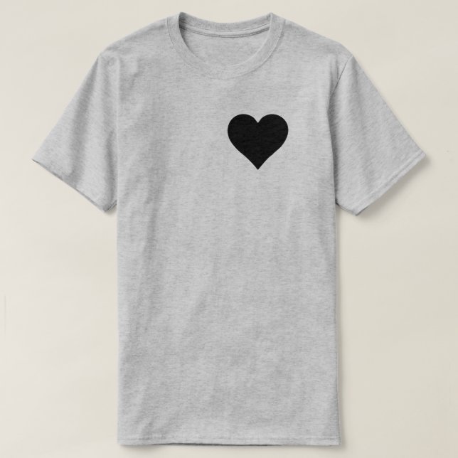 CAMISETA CORAÇÃO NEGRA PERSONALIZÁVEL (Frente do Design)