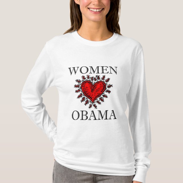 Camiseta Coração Obama das mulheres (Frente)