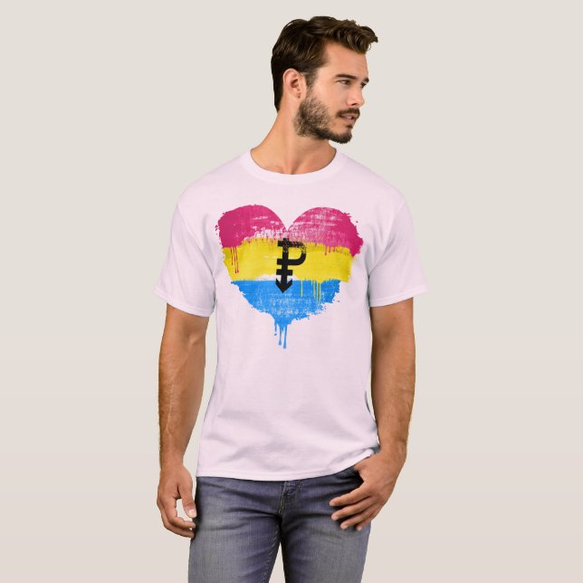 CAMISETA CORAÇÃO PANSEXUAL - AMOR PANSEXUAL - SÍMBOLO - (Frente Completa)