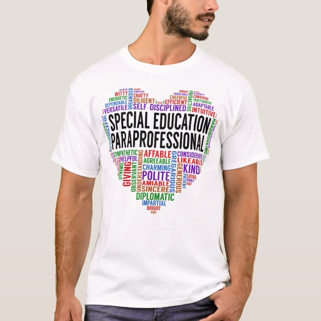 Camiseta Coração Paraprofissional de Educação Especial (Frente)