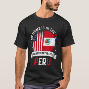 Camiseta Coração Patriota Americano Peruano É Da Bandeira D