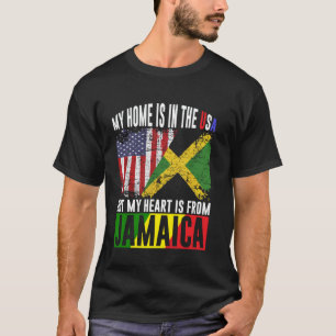 Camiseta Coração Patriota Jamaicano Americano é da Bandeira