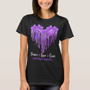 Camiseta Coração Paz Amor Cura Fibromialgia Consciência