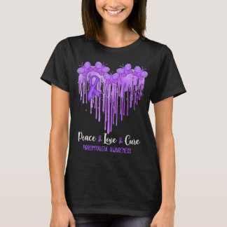 Camiseta Coração Paz Amor Cura Fibromialgia Consciência
