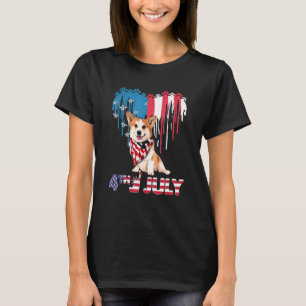 Camiseta Coração Pembroke Welsh Corgi Americano 4 De Julho