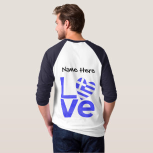 Camiseta Coração PERSONALIZADO Bandeira Azul da Grécia LOVE