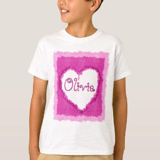 Camiseta Coração personalizado da aguarela de Olivia