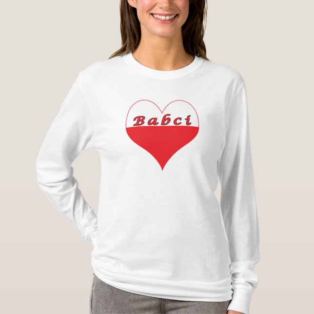 Camiseta Coração polonês de Babci (Frente)