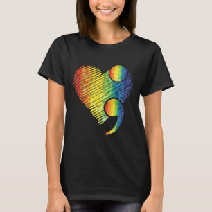 Camiseta Coração Ponto e Vírgula Conscientização sobre Saúd