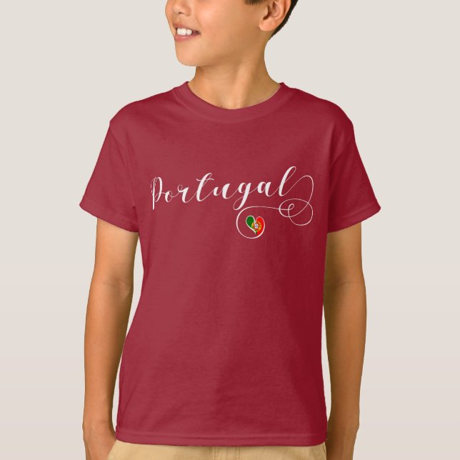 Camiseta Coração português da bandeira, Portugal (Frente)