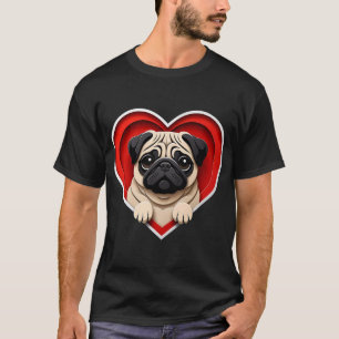 Camiseta Coração Pug Cachorro Fofinho Amante de Cães Abrigo