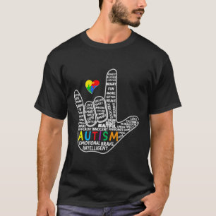 Camiseta Coração Puzzle Asl Amor Língua de Sinais Mão Autis