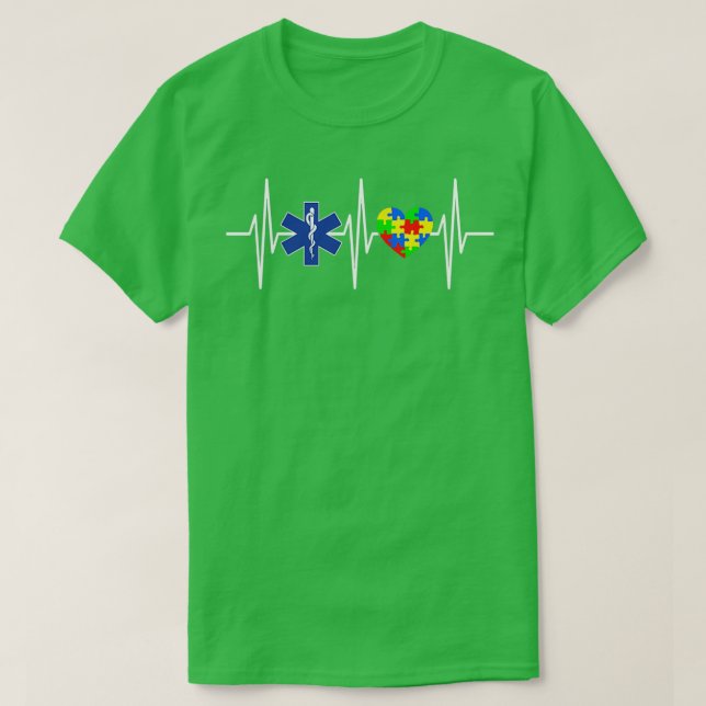 Camiseta Coração Quebra-cabeça para a Consciência do Autism (Frente do Design)