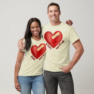 Camiseta Coração quebrado curado com correção e citação de 