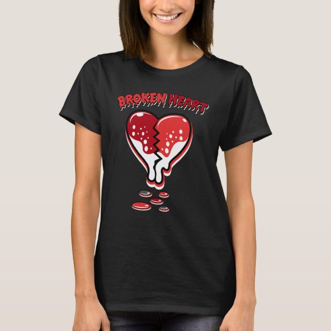 Camiseta Coração Quebrado Pingando Chile Vermelho 9s Combin (Frente)