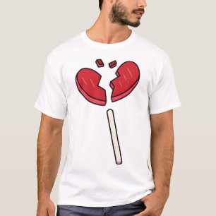 Camiseta Coração Quebrado, Vermelho Dourado