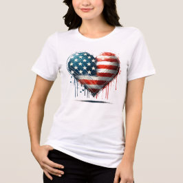 Camiseta Coração Resiliente: Espírito Americano na Arte
