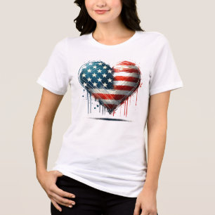 Camiseta Coração Resiliente: Espírito Americano na Arte