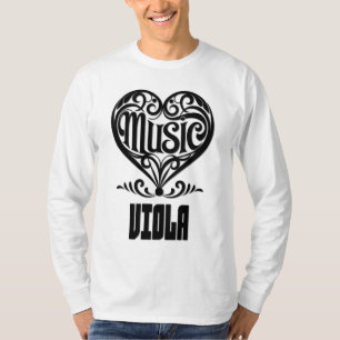 Camiseta Coração rolada Elegante para Amantes de Viola