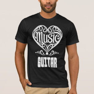Camiseta Coração rolado Elegante para Amantes de Violão
