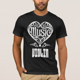 Camiseta Coração rolado Elegante para amantes violinos