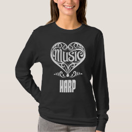 Camiseta Coração rolável elegante para amantes Harp