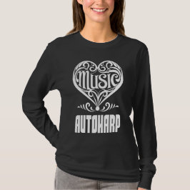 Camiseta Coração rolável legante para amantes autoharp