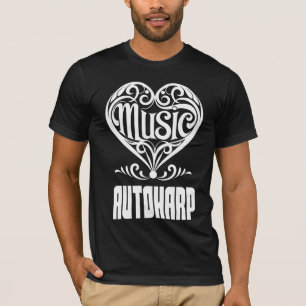 Camiseta Coração rolável legante para amantes autoharp