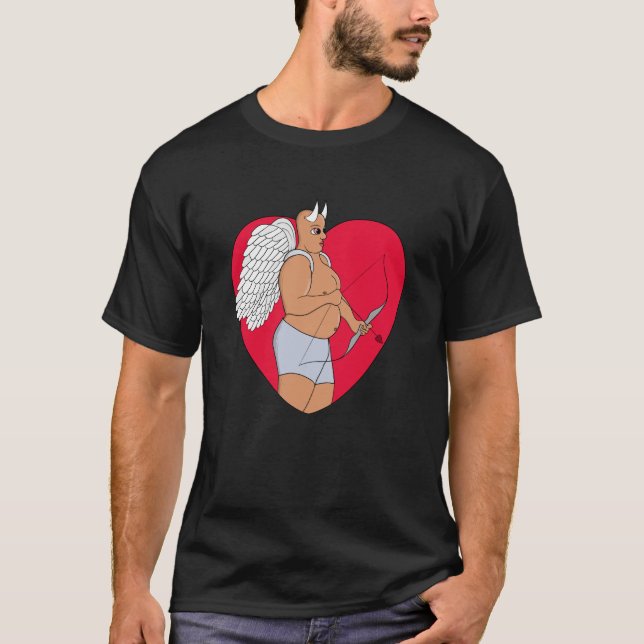 Camiseta Coração Romântico com um Cupido Incomum (Frente)