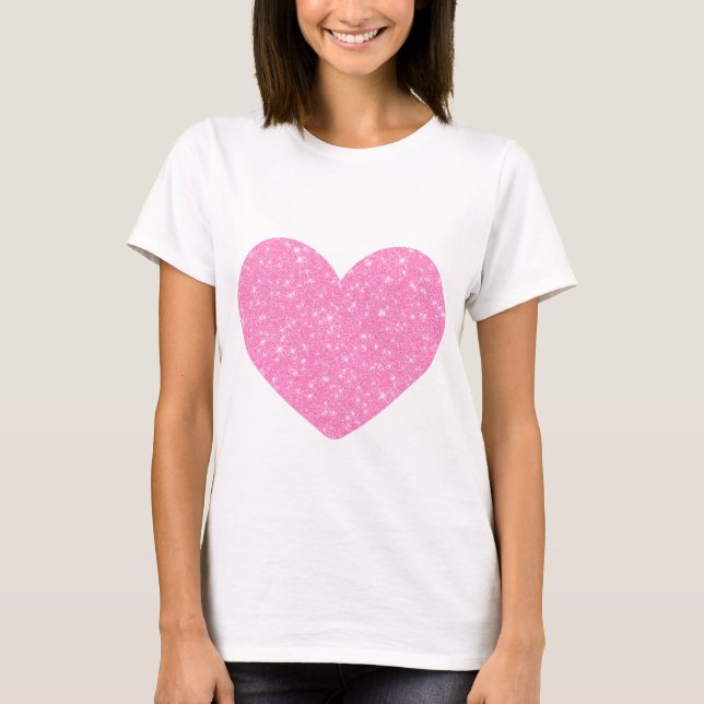 Camiseta Coração Rosa-Brilhante (Frente)