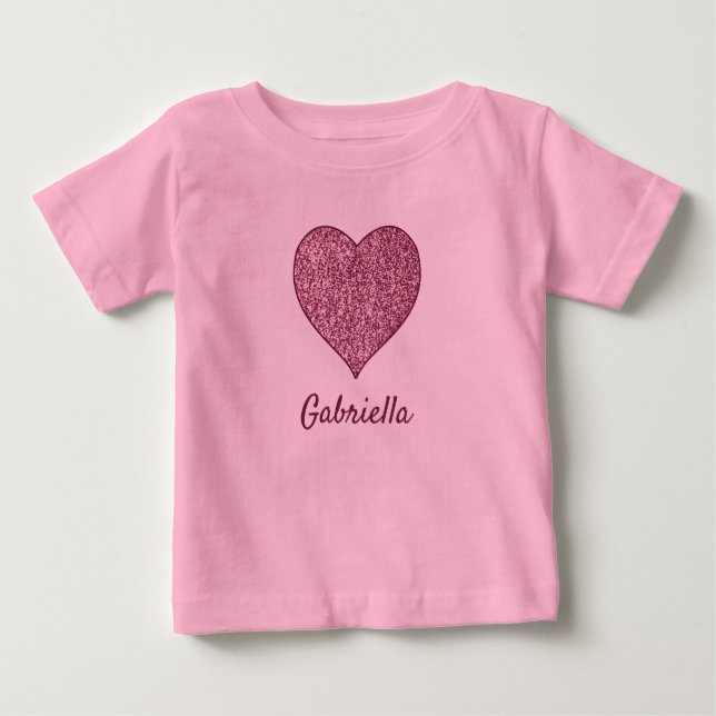 Camiseta coração rosa dourado (Frente)
