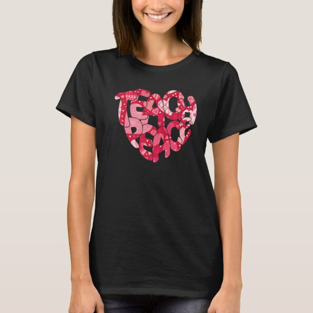 Camiseta Coração Rosa Ensina Paz Inspiração de Amor Hippie  (Frente)