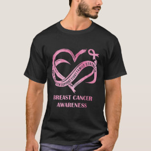 Camiseta Coração Rosa Esperança Ama Consciência do Cancer d