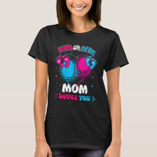 Camiseta Coração Rosa ou Azul Mamãe Ama Você Revelação do S