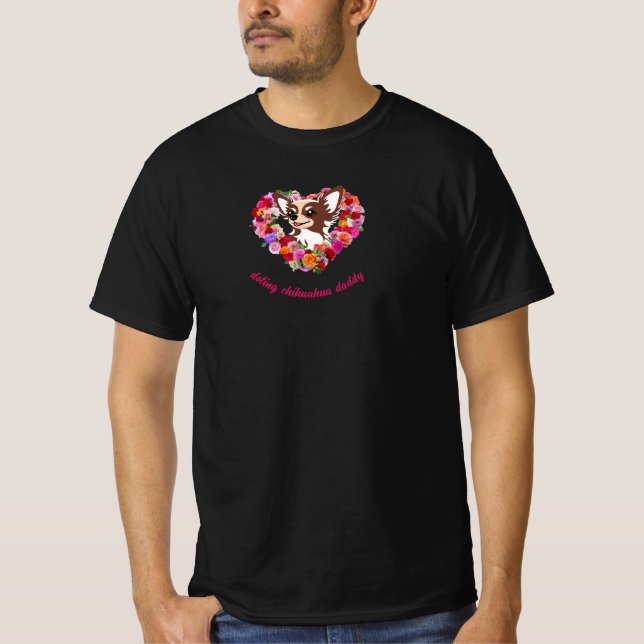 Camiseta coração rosa pai chihuahua doting (Frente)