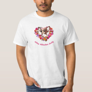 Camiseta coração rosa pai chihuahua doting
