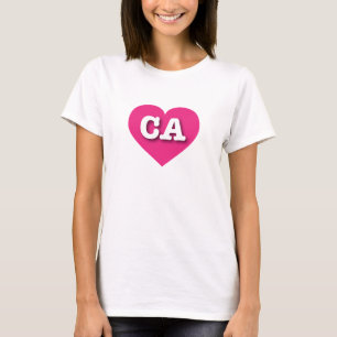 Camiseta Coração Rosa Quente da Califórnia - Eu amo CA
