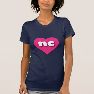 Camiseta Coração rosa-quente da Carolina do Norte - Eu ador