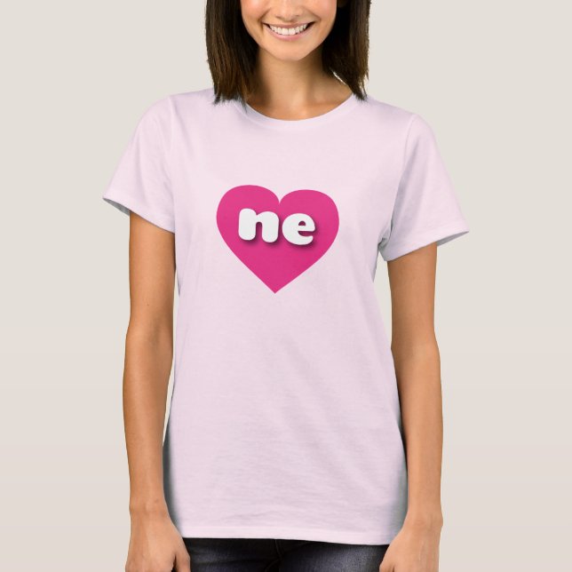 Camiseta Coração rosa quente de Nebraska - Eu amo um (Frente)
