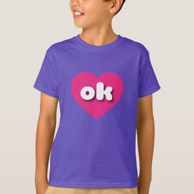 Camiseta Coração rosa-quente de Oklahoma - Eu amo ok (Frente)