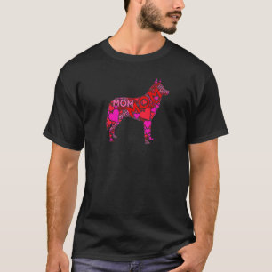 Camiseta Coração Rosa Vermelho Amor Mamãe Husky Cachorro Pe