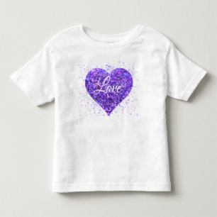 Camiseta Coração roxo cintilante, amor brilhante valentine